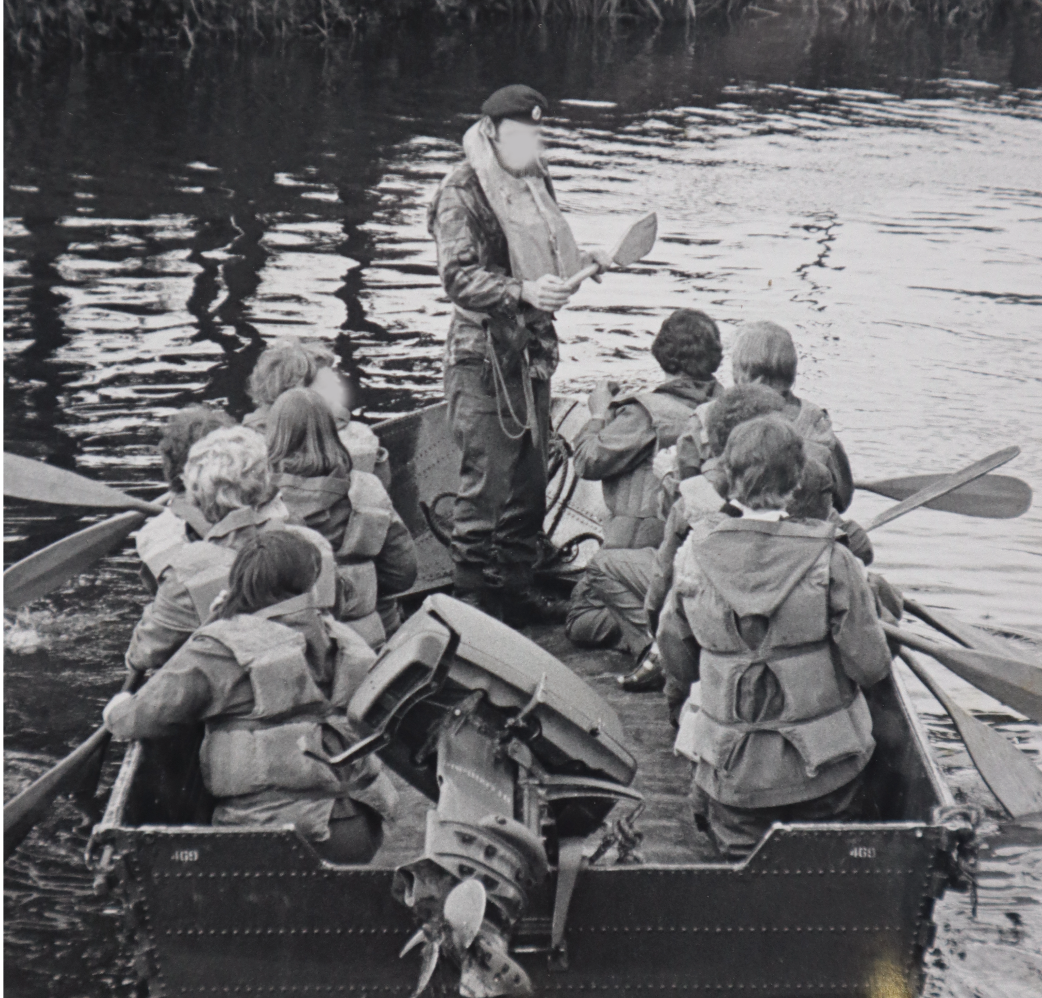 Group of Greenfinches on a boat during basic training